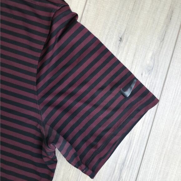 Nike Dri-Fit Striped Black/Burgundy Golf Short Sleeve Collared Polo Men Sz XL - Picture 7 of 8
